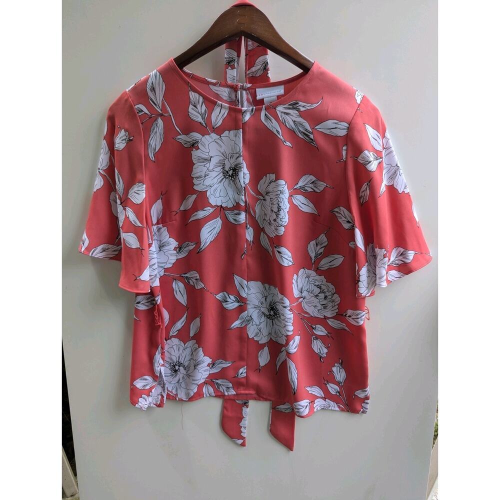 Womens Liz Clayborne Blouse, Size M, Melon color Floral 90s Y2K - Picture 1 of 10